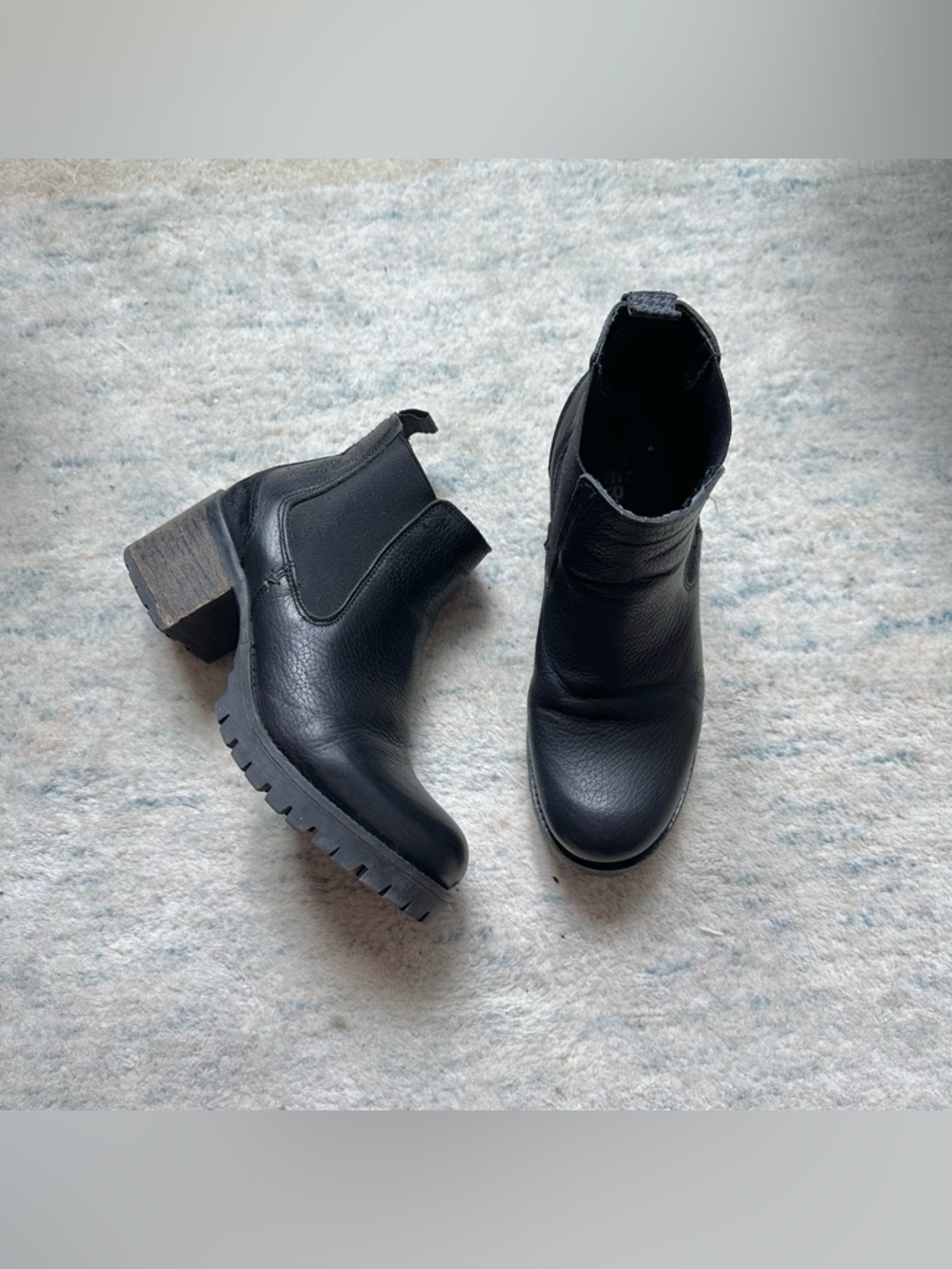 Bull Boxer Cory 8 Chunky Lug Sole Ankle Boots Black Leather Platform